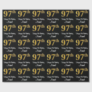 Papel De Presente 97.º aniversário: Olhar Dourado Elegante Luxurioso