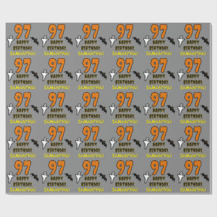 Papel De Presente 97.º aniversário: Tema do Dia das Bruxas assustado