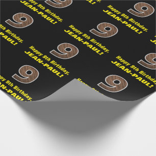 Papel De Presente 9.º Aniversário: Nome e Faux Padrão de Granulação