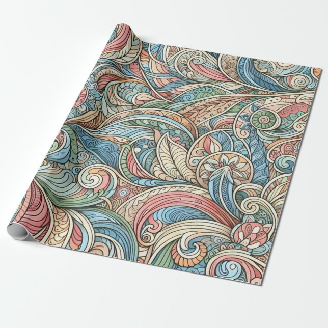 Papel De Presente A abstrato artística representa folhas e natureza (Desenrolado)