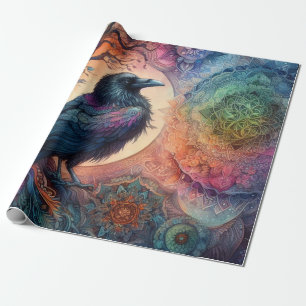 Papel De Presente A Árvore Crow da Vida Mandala Pagan