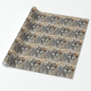 Papel De Presente a cara animal do lobo eyes o parque canino do
