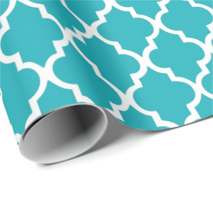 Papel De Presente A cerceta Quatrefoil do pavão telha o teste padr