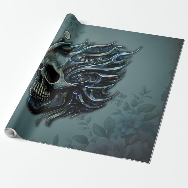 Papel De Presente A Chama da Vida: Um Design de Caveira. (Desenrolado)