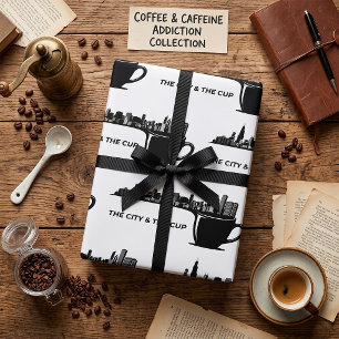 Papel De Presente A Cidade e A Xícara Silhueta de Chicago