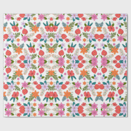 Papel De Presente A colorful floral wrapping paper with vibrant pink