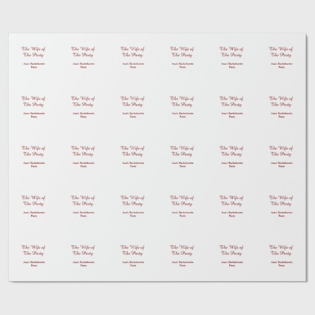Papel De Presente A esposa do nome da festa de solteira da festa dat (Aberto)