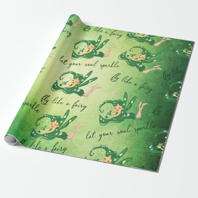 Papel De Presente A fada verde deixou sua faísca da alma voar como a (Desenrolado)