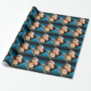 Papel De Presente A família personalizada da foto acopla o azul 2 d