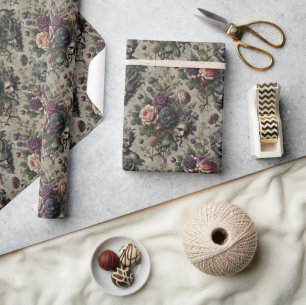 Papel De Presente A Festa de Aniversário – Floral Vitoriano Gótico