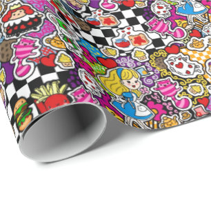 Papel De Presente A festa do chá Mad Hatter de Alice é convidada