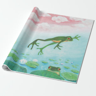 Papel De Presente A Frog Jumps Into The Pond Illustration