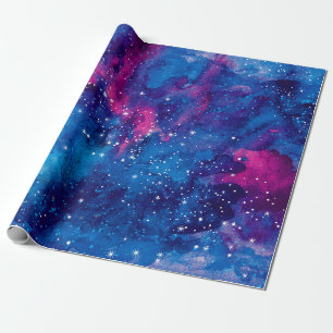 Papel De Presente A galáxia espacial aquarela céu noturno com estr