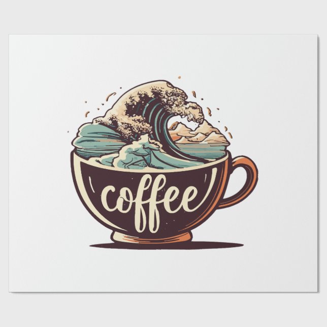 Papel De Presente A Grande Onda De Café (Aberto)