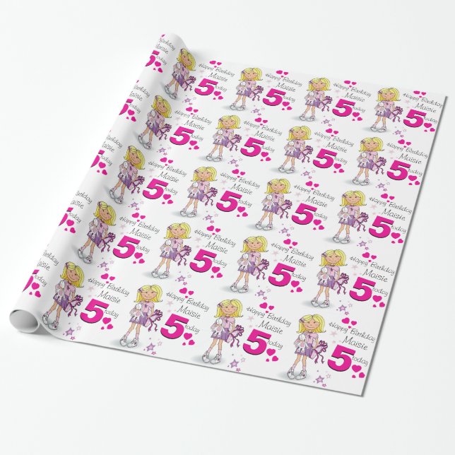 Papel De Presente A idade conhecida das meninas menina de 5 (Desenrolado)