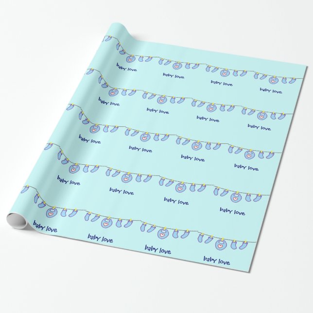 Papel De Presente A lavanderia do bebê é um menino! Personalizável (Desenrolado)