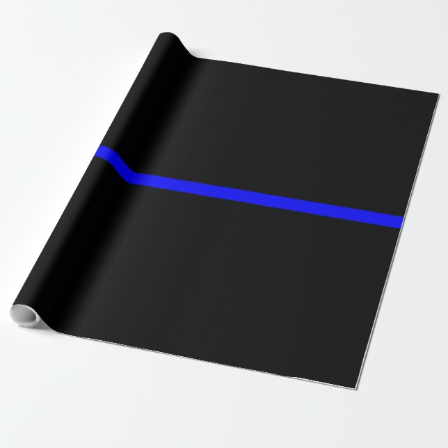 Papel De Presente A linha azul fina simbólica de preto horizontal (Desenrolado)
