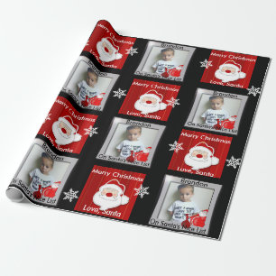 Papel De Presente A lista agradável w/Photo do papai noel