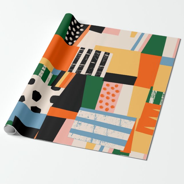 Papel De Presente A mão desenhou várias formas. Abstrato contemporân (Desenrolado)