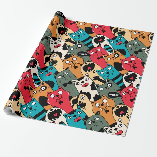 Papel De Presente A multidão de gatos (Desenrolado)