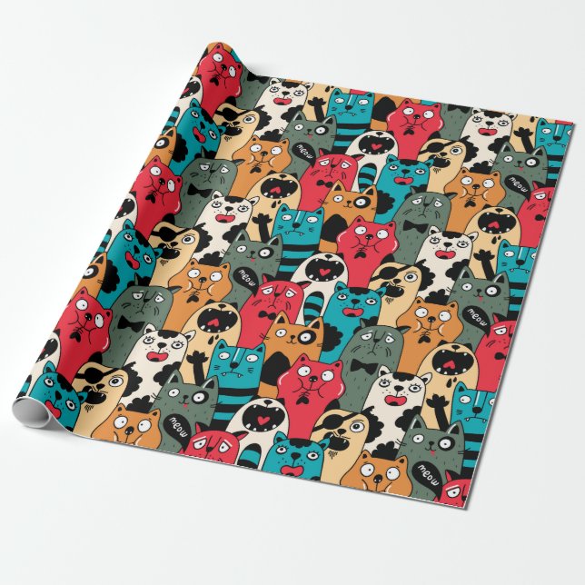 Papel De Presente A multidão de gatos (Desenrolado)