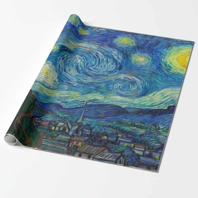 Papel De Presente A Noite Estrelada de Vincent van Gogh (Desenrolado)