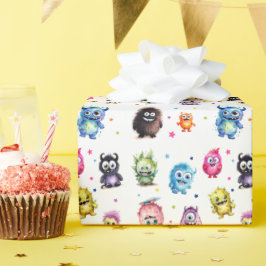 Papel De Presente A nossa Festa de aniversário de Monstro Pequeno