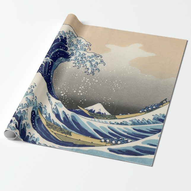 Papel De Presente A onda do Excelente de Kanagawa Hokusai (Desenrolado)