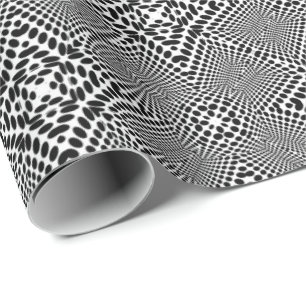 Papel De Presente A Op-Arte pontilha Madhi preto e branco