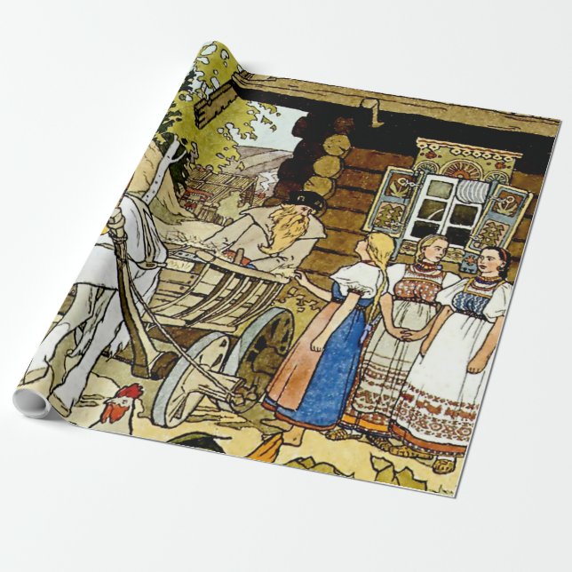 Papel De Presente "A pena do finista" de Ivan Bilibin (Desenrolado)