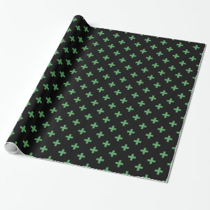 Papel De Presente A polca verde cruza a preto