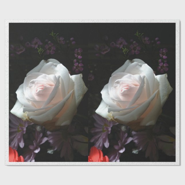 Papel De Presente A Rosa Branca - (Aberto)