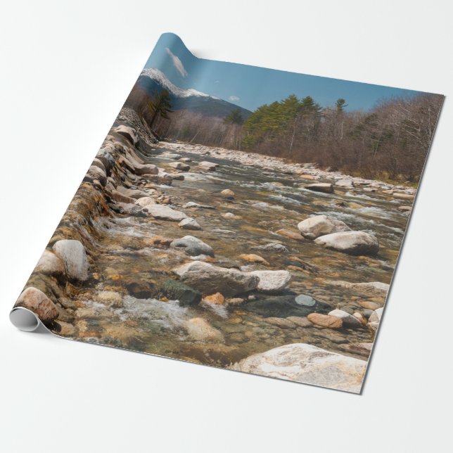 Papel De Presente A running stream river with clear water flowing wi (Desenrolado)