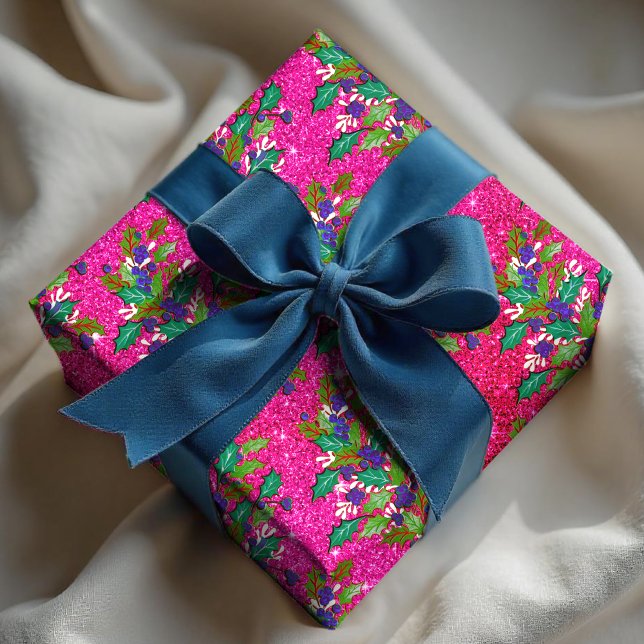 Papel De Presente A safra retrô cega deixa dias feriados rosa-quente (Criador carregado)