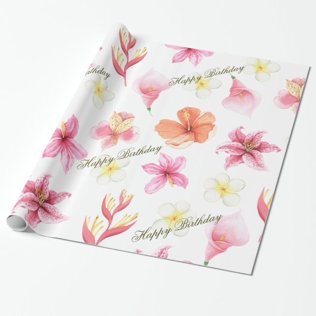 Papel De Presente A Selva Tropical Safari Primeiro Aniversário (Desenrolado)