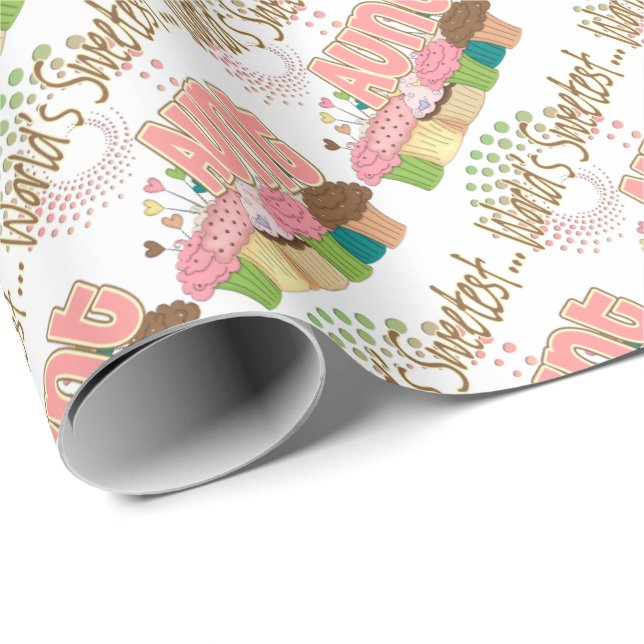 Papel De Presente A tia a mais doce Cupcake Edição Teste padrão do (Ponta do rolo)