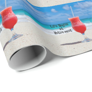 Papel De Presente A vida começa na aposentadoria - praia arenosa, d