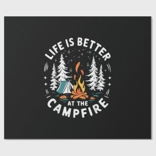 Papel De Presente A vida é melhor na fogueira de acampamento engraça