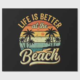 Papel De Presente A Vida é Melhor na Praia Férias de Verão Retrô