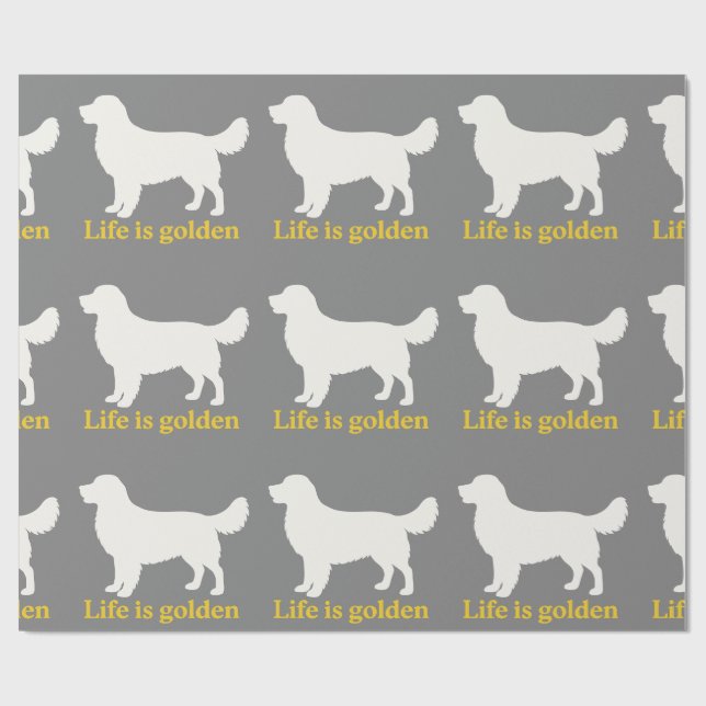 Papel De Presente A vida é ouro de um recuperador (Aberto)