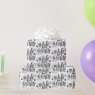 Papel De Presente A vida é uma festa - citação animada de celebração