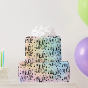 Papel De Presente A Vida É Uma Festa – Cor de Celebração Alegre
