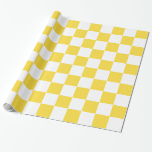 Papel De Presente Abacaxi Amarelo Branco XL Xadrez