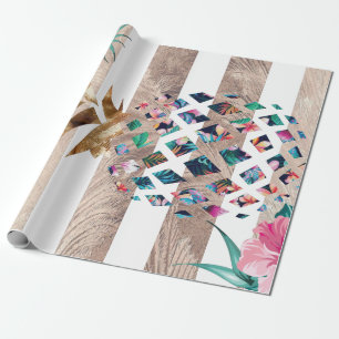 Papel De Presente Abacaxi floral design listrado