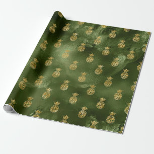 Papel De Presente Abacaxi Tropical Fruta Amarelo Verde Selva
