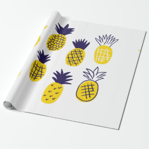 Papel De Presente Abacaxis abstrato minimalista coloridos em banda