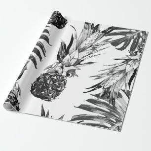 Papel De Presente Abacaxis, folhas tropicais da selva. Bela costura