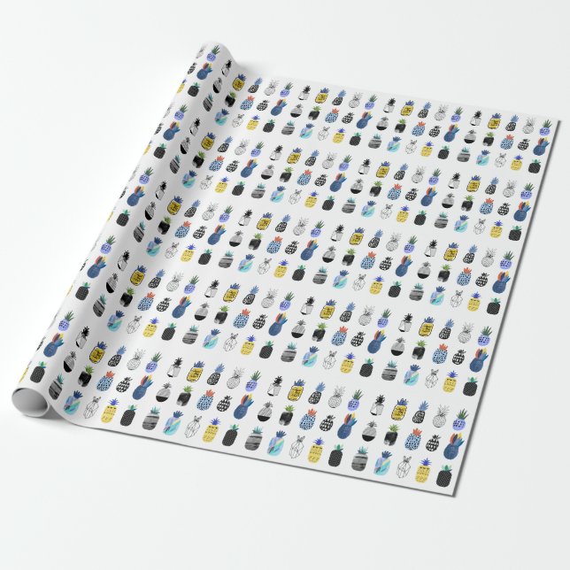 Papel De Presente Abacaxis texturizados, coleção de safras. (Desenrolado)