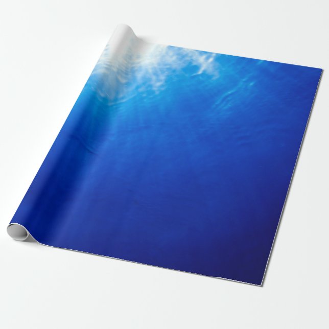 Papel De Presente Abaixo do mergulho fundo azul (Desenrolado)