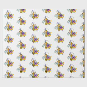 Papel De Presente Abeja flor com plantas silvestres